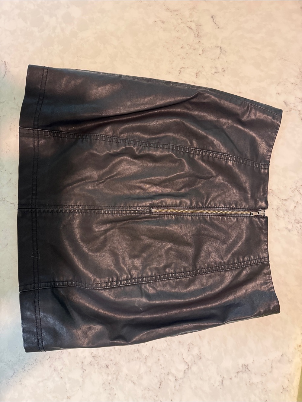 Free People Black Faux Leather Paneled Mini Skirt